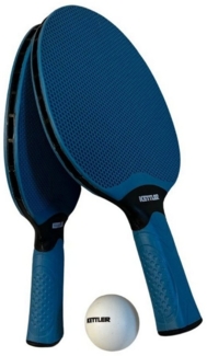KETTLER Tischtennisschläger-Set Outdoor mit 2 Schlägern und 6 Kunststoffbällen, Kunststoff blau, 15 x 25 x 3 cm