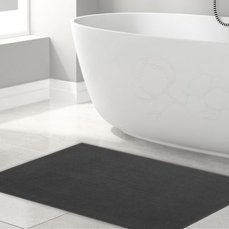 Hammetex 100% Baumwolle rutschfeste Badematte, 51x86 cm Große Badvorleger für Badezimmer, Saugfähig Schnelltrocknend Waschbar Bad Fußmatten, Anthrazit