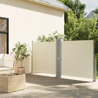 vidaXL Seitenmarkise Ausziehbar Creme 140x1200 cm 318061