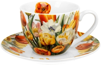 DUO Flowers Classic Tasse mit Untertasse 250 ml TULIPS New Bone China Porzellan