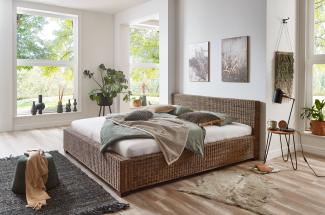 Loreno® Bett Slash, Trendiges Rattanbett, geflochtenes & pflegeleichtes Design