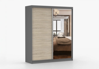 imoebel24 Schwebetürenschrank BELLA 03 183 cm - Grau / Sonoma