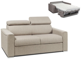 Schlafsofa 2-Sitzer Stoff VIZIR - Beige - Liegefläche: 120 cm - Matratzenhöhe: 14 cm