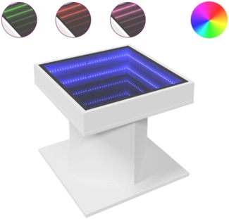 LED-Couchtisch, Sofatisch Weiß 50 x 50 x 45 cm Holzwerkstoff