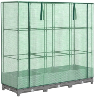 vidaXL Hochbeet mit Gewächshaus-Aufsatz Rattan-Optik 120x40x123 cm 4015853
