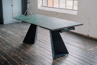 KAWOLA Ausziehtisch LODI Esstisch Keramik grün 200x100cm