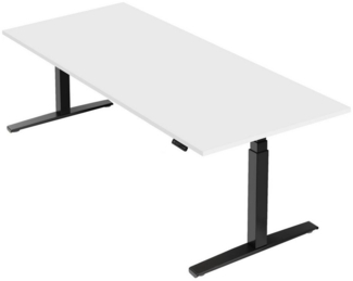 boho office® Schreibtisch Basic Line, Schwarz höhenverstellbar 80 mm/Sek, Tischplatte Lichtgrau 180 x 80 cm