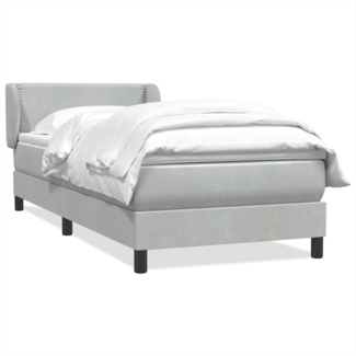 vidaXL Boxspringbett mit Matratze Hellgrau 80x220 cm Samt 3317463