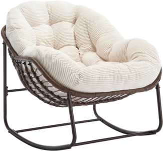 LVHOM Schaukelstuhl mit gepolstertem Kissen, Rattanstuhl mit Stahlrahmen, Lounge Sessel (Großformat B110.5cm x T94.5cm x H80cm,Dicke Kissen,160kg Tragfähigkeit, MEHRE FARBEN MEHRE OPTIONEN! Schaukelsessel umhüllendem Sitzgefühl & hoher Armlehne, 1 St),...