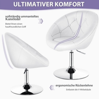 COSTWAY Drehstuhl, gepolstert, höhenverstellbar & drehbar, bis 150kg, weiß