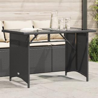 vidaXL Gartentisch mit Glasplatte Schwarz 110x68x70 cm Poly Rattan 366350