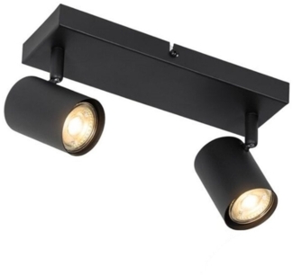 Qazqa LED Aufbaustrahler Jeana, ohne Leuchtmittel, GU10, Schwarz, Modern, Stahl, 2-flammig