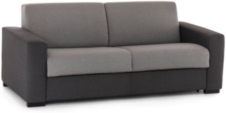 Dmora 3-Sitzer Schlafsofa Estia, drehbares Sofa aus gepolstertem Stoff, Standardarmlehnen, 100 % Made in Italy, 220 x 95 x 90 cm, Grau und Anthrazit