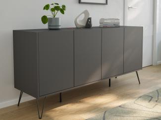 Raumwunder XL Sideboard Kommode Maxim 155cm stehend 4 Türen Grafit : Grafit