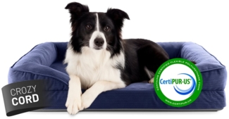 Lumaland Hundebett Indoor Cord M 90 x 65 x 18 cm dunkelblau vakuumiert