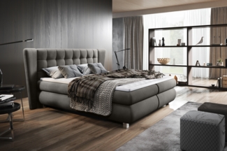 99rooms Florian Boxspringbett 120x200 cm Webstoff TIAMA Graphit Taschen-Federung