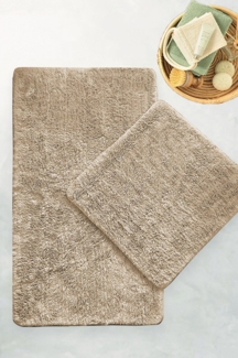 Badematten-Set (2 Stück), 'Cotton Basic', Stein