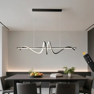 JDONG LED Deckenleuchte 90cm Moderne LED Pendelleuchte esszimmer dimmbar 54W, hängelampe esstisch schwarz, 3000-6500K, Einzigartiges Design Küchenlampe, Industrie LED für Flur Schlafzimmer Wohnzimmer Cafe