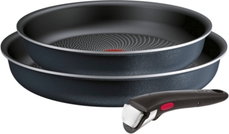 Tefal Pfannen-Set Ingenio So'Light, Pfannenset abnehmbarer Griff, Light Tech Technologie, Aluminium (Set, 3-tlg, 2x Pfannen Ø 24/28 cm, 1x abnehmbarer Griff, Made in France), stapelbar, platzsparend, einfache Reinigung, Induktion, L72391