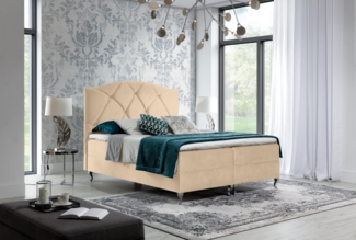 99rooms Klaus Boxspringbett 140x200 cm Velours ROYAL VELVET Beige