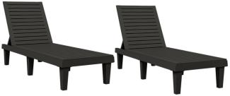 vidaXL Sonnenliegen 2 Stk. Schwarz 155x58x83 cm Polypropylen 364148