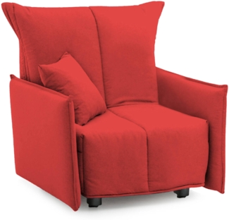 Dmora Sessel Atlantis, Einzelsofa, Wohnzimmersessel mit Trolley-Öffnung, Standardarmlehnen, 100 % Made in Italy, 110 x 90 x 85 cm, Rot