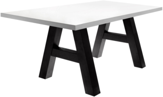 Esszimmertisch Elia 8 180 x 90 x 75 Esstisch Schwarzstahl/Weiß Matt Lack 13318-180