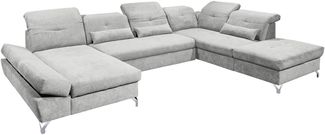 Wohnlandschaft >MELFI< Schlaffunktion, Stauraum, Bezug schlammfarbig - 350x73x245 (BxHxT)