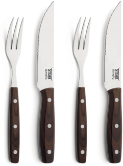 Amefa PORTERHOUSE Steakbesteck Set 4-teilig holz hochglanzpoliert