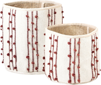 Korb Baumwolle beige rot 2er Set KHEL