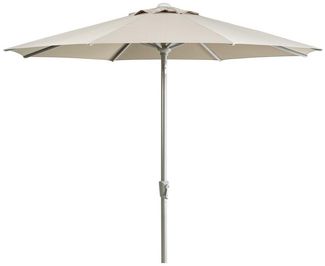 Sonnenschirm Abriola aus Aluminium und Polyester, neigbar, rund, taupe, Ø 270 cm