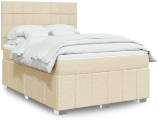 vidaXL Boxspringbett mit Matratze Creme 140x200 cm Stoff 3293996