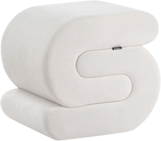 Pouf ARCADIA Chenillegewebe Cremeweiß 45 cm 50 cm 48 cm