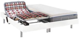 Relaxbett elektrisch mit Tellermodulen + Matratzen mit Memory Schaum - 2 x 90 x 200 cm - Weiß - HESIODE III von DREAMEA
