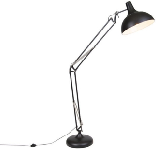 Qazqa Stehlampe Hobby fl, ohne Leuchtmittel, E27, Schwarz, Retro, Stahl, 1-flammig