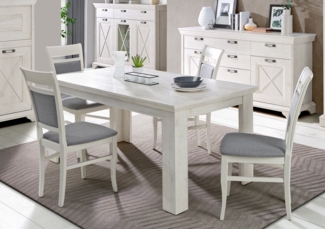 FORTE Kashmir Esstisch ausziehbar, Holzwerkstoff, Weiß/Beige, 160 x 75 x 90 cm