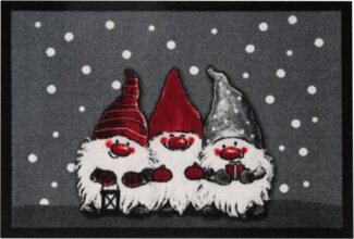 HANSE Home Fußmatte 3 Zwerge, Türmatte, rechteckig, Höhe: 7 mm, Schmutzfangmatte, Outdoor, Rutschfest, Weihnachten, Waschbar, Innen