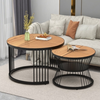 REDOM Couchtisch und 2er Set, Beistelltisch für Schlafzimmer Balkon (Solid und Dauerhaft Smart Einzigartigrd Design Safety Design, 2-St), Satz Marmor Furnier Sofa Seite Nest von Tischen Runde Endtische