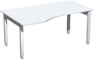 PC-Schreibtisch '4 Fuß Pro Quadrat' links höhenverstellbar, 160 x 100 x 68-86cm, Weiß / Silber