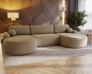 Compleo Ecksofa Design U-Form Ecksofa Bouclé, luxuriöses, runde Formen OLIO, Modern Wohnzimmer, komfortables Couch