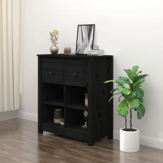 vidaXL Sideboard Schwarz 70 x 35 x 80 cm Massivholz Kiefer [813768]