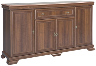 Feldmann-Wohnen Kombikommode Kora (4 Türen, 3 Einlegeböden, 1 Schublade, 1 St, klassisch elegante Optik, Metallgriffe, MDF-Aufleistung), 166x45x96cm Samoa King braun