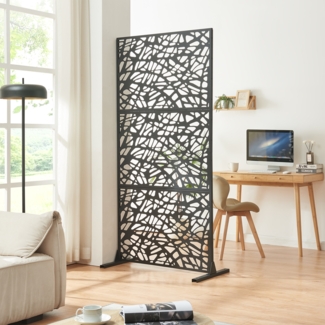 Indoor Trennwand Poskind Stahl 200 x 100 x 50 cm Schwarz [casa. pro]
