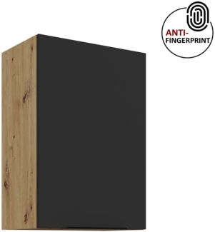 Küchen Hängeschrank 50 cm ARIA Schwarz ultra matt + Eiche Artisan matt, hochwertige Fronten mit Anti Fingerprint Beschichtung Küchenzeile Küchenblock
