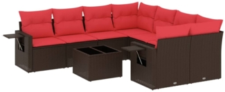 vidaXL 9-teiliges Gartensofa-Set mit Kissen, braun, Polyrattan 3219963