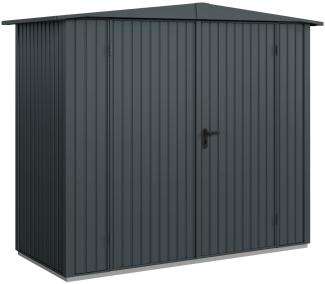 Hörmann Metall-Gerätehaus Berry Classic mit Satteldach Typ 1, 259 x 121 cm, anthrazitgrau, 3,1 m²,2-flüglige Tür