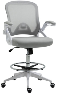 Vinsetto Schreibtischstuhl Ergonomischer Mesh-Zeichenstuhl mit Rollen (höhenverstellbarer Drehstuhl mit verstellbarem Fußring, 1 St), Arbeitsstuhl für Zuhause, Hellgrau