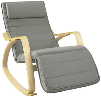 Schaukelstuhl 5-Fach verstellbares Fussteil Birkenholz Grau FST16-DG