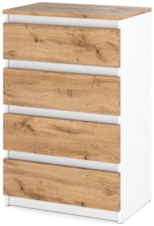 KOSETO Kommode mit 4 Schubladen - 60 cm - für Wohnzimmer und Schlafzimmer, Kratzfeste Oberfläche, Griffloses Design, Pflegeleicht, Modern Design