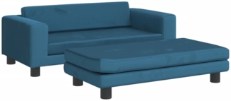 vidaXL Kindersofa mit Hocker Blau 100x50x30 cm Samt 3196407